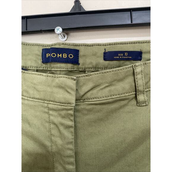 Piombo Women’s Olive Green Chino Straight Leg Stretch Preppy ClassicPants Sz 10 - Picture 4 of 9